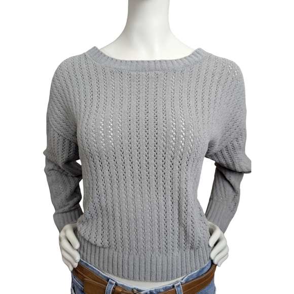 Poof! Sweaters - Soft Chenille Cropped Green Sweater | Minimalist Knit | Size S